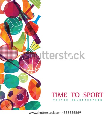 Color sport background. Football, basketball, hockey, box, golf, tennis. Vector illustration Royalty-Free Stock Photo #558656869