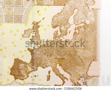  photographed closeup paper money fifty euros. European money