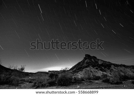 Night photography of the Taberna desert, Almeria