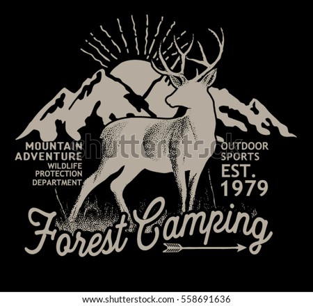 Forest camping.Vector graphic.