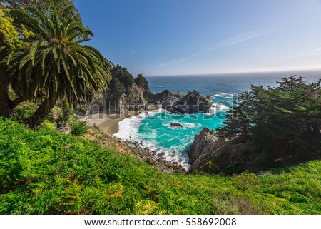 Beautiful landsape of McWay Fall in Big Sur California. Landscape Photography