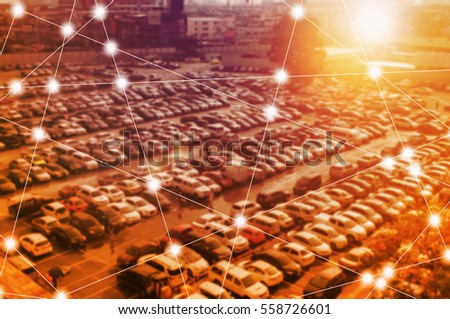 Abstract technology futuristic network - Parking background.