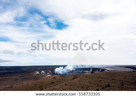 Steam erupting from Kilauea Crater at the Hawaii Volcanoes National Park on the Big Island of Hawaii.