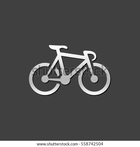 Track bike icon in metallic grey color style. Bicycle road racing