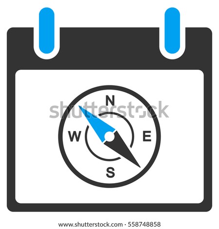 Compass Calendar Day vector toolbar icon. Style is bicolor flat icon symbol, blue and gray colors, white background.