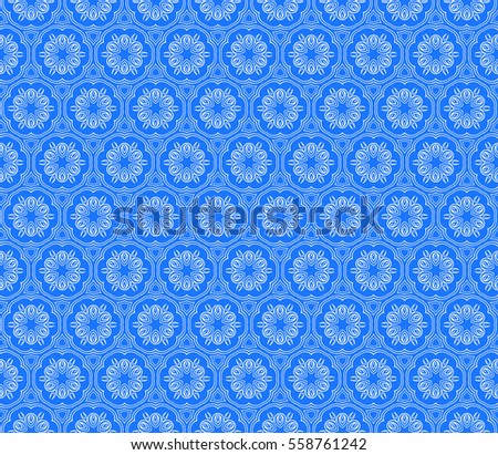 Geometric seamless pattern. Modern floral ornament. blue color. raster copy illustration. For the interior design, wallpaper, decoration print, fill pages