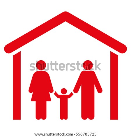 Family Cabin vector icon. Flat red symbol. Pictogram is isolated on a white background. Designed for web and software interfaces.