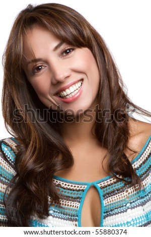 Beautiful smiling latin woman headshot