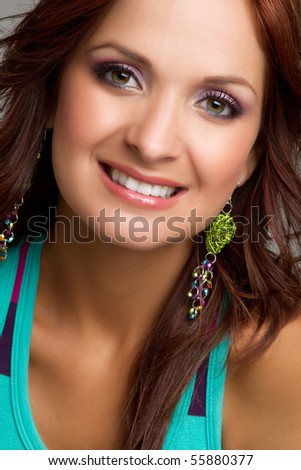 Beautiful smiling headshot woman