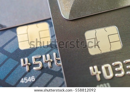 Credit card in close up. Abstract photo of bank card with shallow depth of field, Business Financial technology background concept