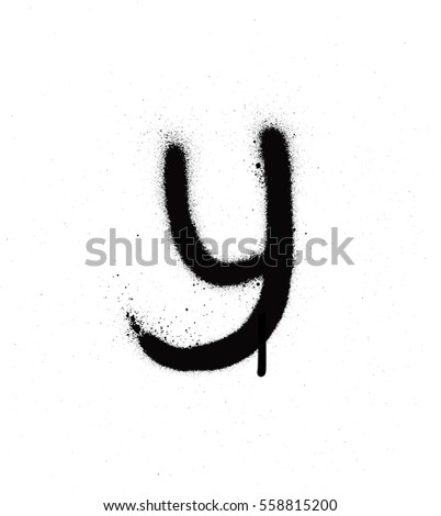 sprayed Y font graffiti with leak in black over white