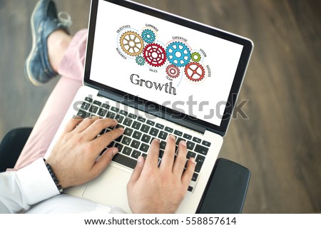 Gears and Growth Mechanism on Laptop Screen