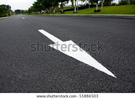 Arrow on the road, concept of business vision, innovation, success.