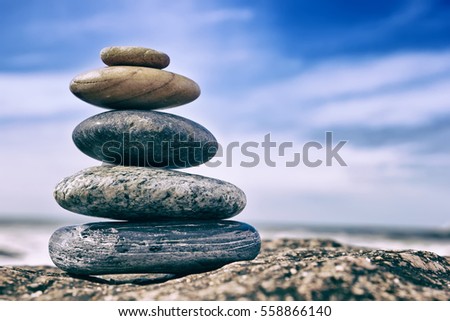 Zen Balancing Pebbles, Peaceful Concept