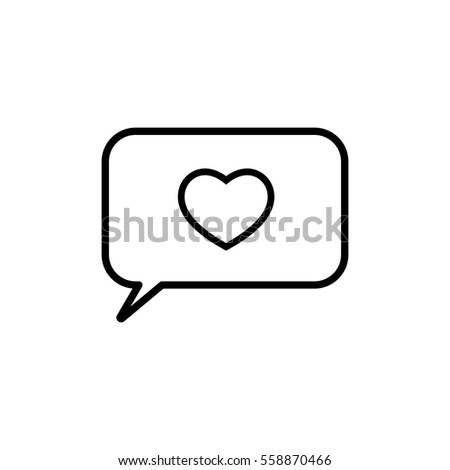 love heart, speech bubble, dialog box icon on white background 