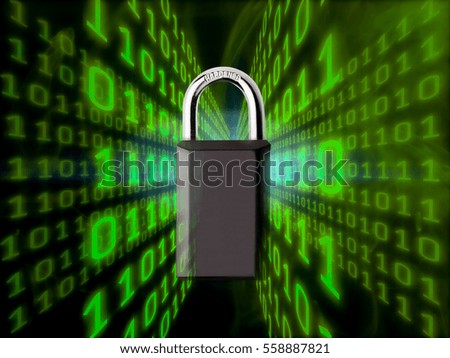 Digital security concept with binary code and lock