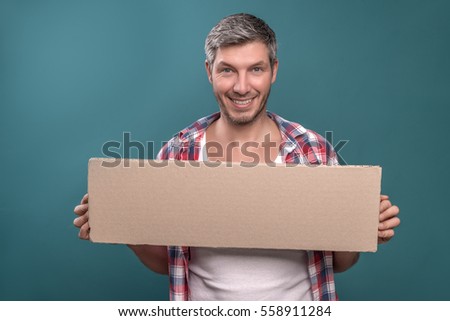 man holding free copy space