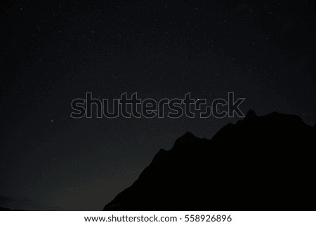 The mountains ( Hill ) among the stars in the sky , Doi Luang Chiang Dao National Park Thailand