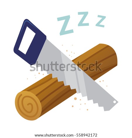 Vector stock of log sawing, sleeping symbol with letters