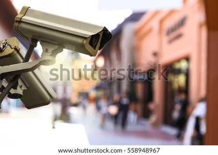 Closeup outdoor  CCTV camera a shopping center
