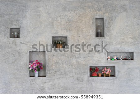 raw concrete wall with decoration 