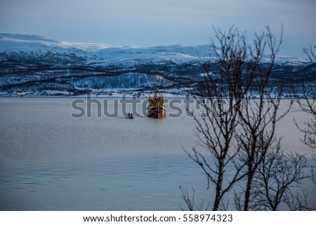 Boat in a Norwegian fjords