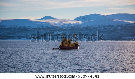 Boat in a Norwegian fjord