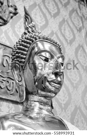 Close up,Buddha statue.Style black and white.