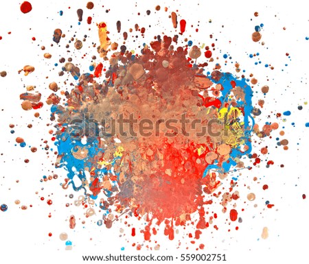 Abstract colorful image mixed with paint