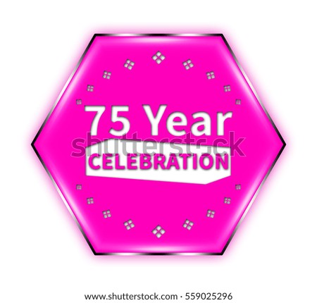 75 year celebration button isolated. "3d illustration"
