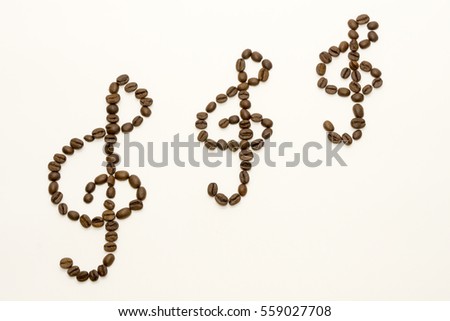 coffee beans in the shape note music