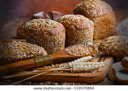 bread on the table and the old background



