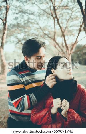 A picture couples of asian on valentines day on vintage style