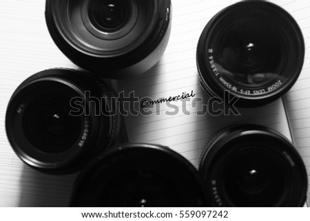 A note with camera lens and text Commercial.