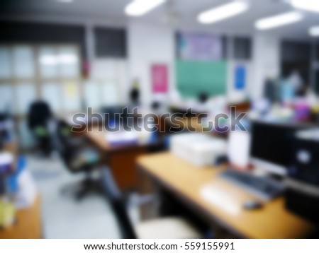 Picture blurred  for background abstract and can be illustration to article of businesspeople officer working computer in office