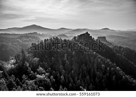 Famous view of the Czech Switzerland and the landscape of sand rocks in Czech Republic
