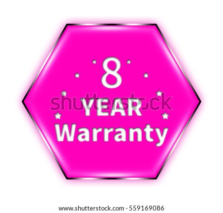 8 year warranty button isolated. "3d illustration"
