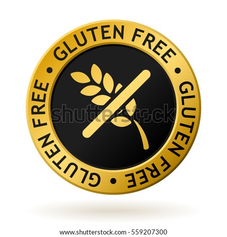vector gold medal with symbol of gluten free Royalty-Free Stock Photo #559207300