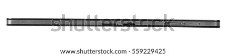 Tablet black on white background cutout isolated without screen side
