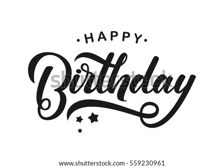 Vector illustration: Handwritten modern brush lettering of Happy Birthday on white background. Typography design. Greetings card. Royalty-Free Stock Photo #559230961