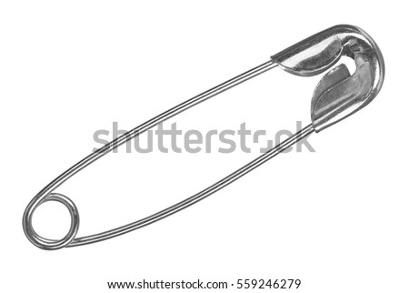 sewing safety pin isolated on a white background Royalty-Free Stock Photo #559246279