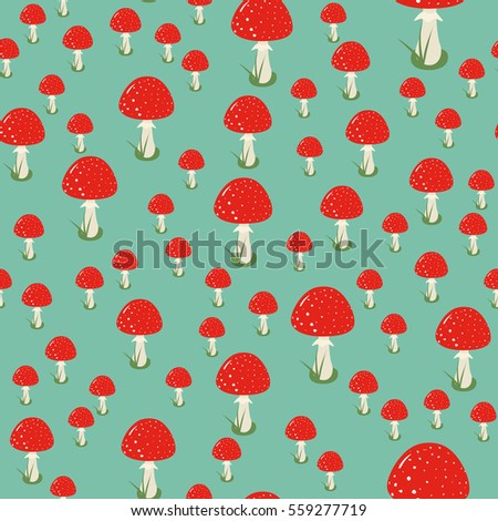 Fly agaric seamless pattern vector illustration