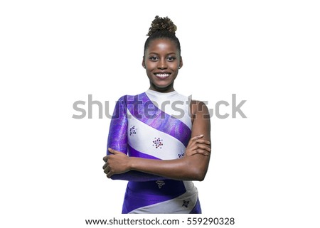 Black girl doing rhythmic gymnastics
