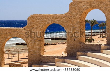 Beach on Red sea, Egypt. Royalty-Free Stock Photo #55933060