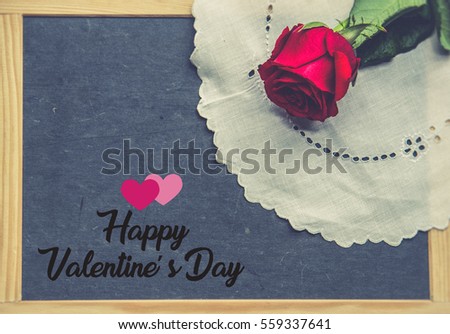 valentine's concept blackboard with wooden bamboo frame  love concept