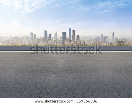 Ground road and Chongqing skyline