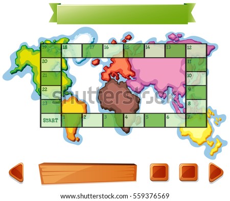 Boardgame template with worldmap background illustration