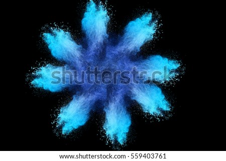 abstract blue powder splatted background. Pink powder explosion on black background. Colored cloud. Colorful dust explode. Paint Holi.