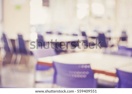 Blurred  background abstract and can be illustration to article of Tables and chairs on food court