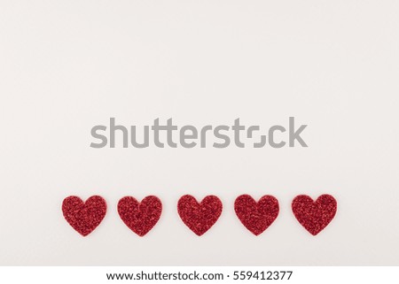 background of glitter red heart line on white paper